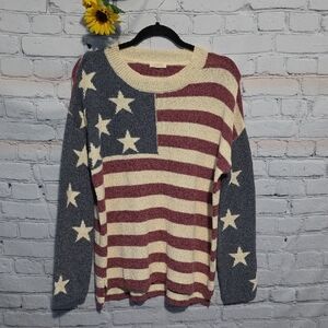 Oddy Patriotic Star and Stripe Sweater Sz M/L